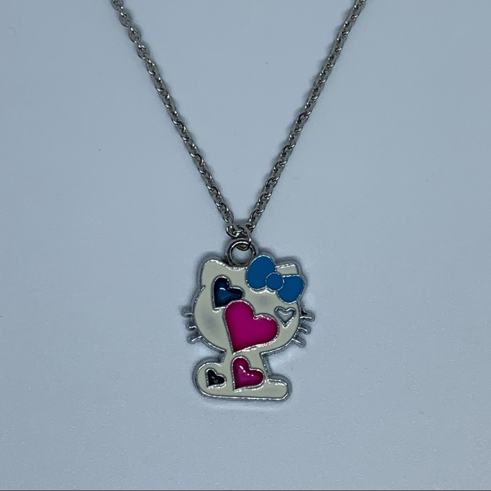 Silver Chain Hello Kitty Heart Necklace